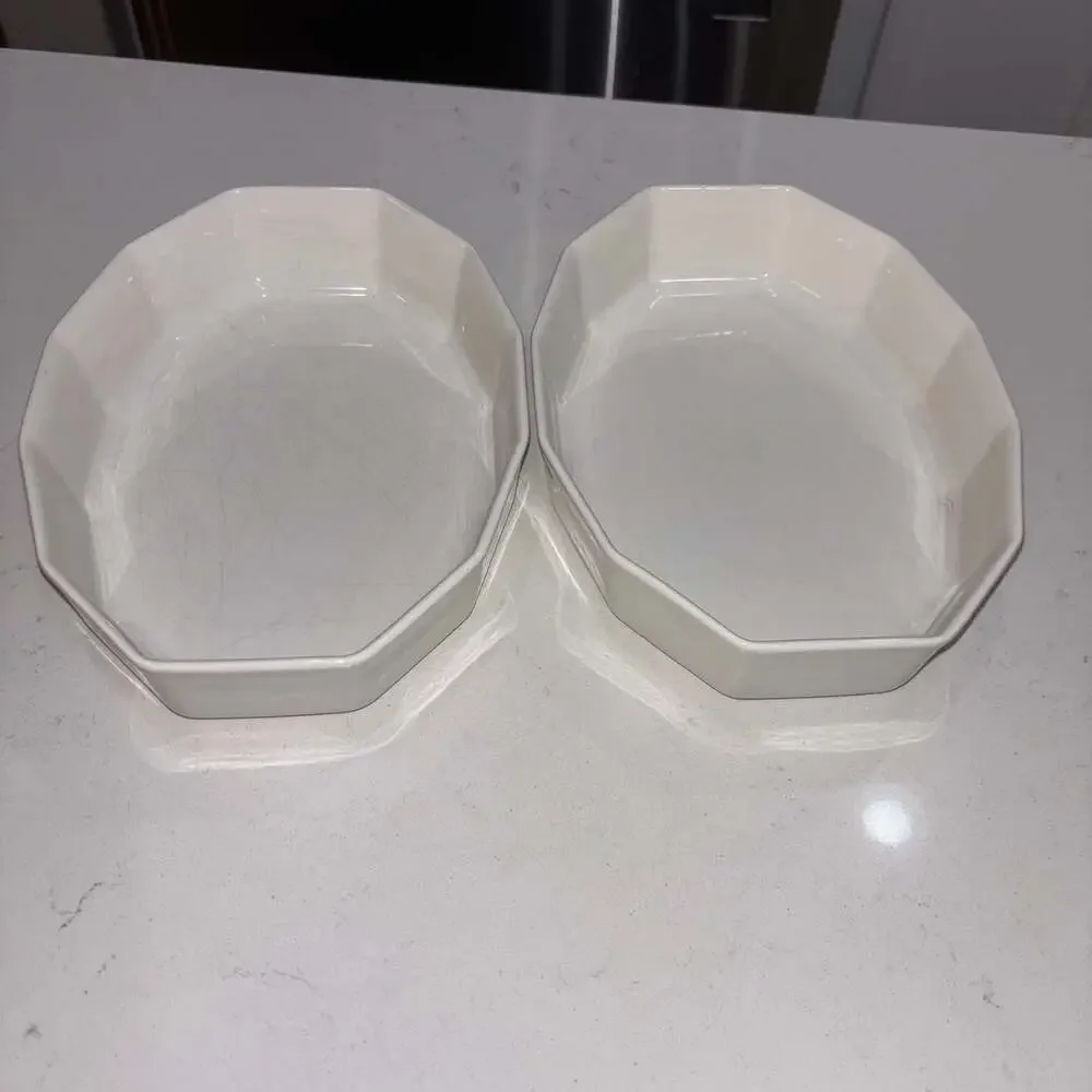 Pfaltzgraff Heritage White Stoneware 12 Sided Baking Dish Set of 2